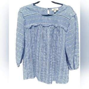 STYLE & CO. Blue Striped Women's Top Size L